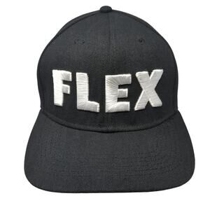 Flex Snapback Cap Black One Size Adjustable Embroidered Vented Holes 6 Panel